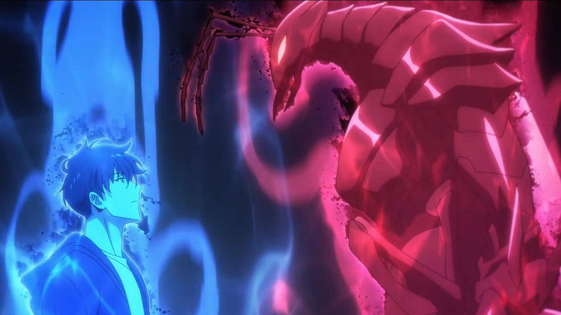 Jinwoo vs the Ant King in Solo Leveling (Image via A-1 Pictures)
